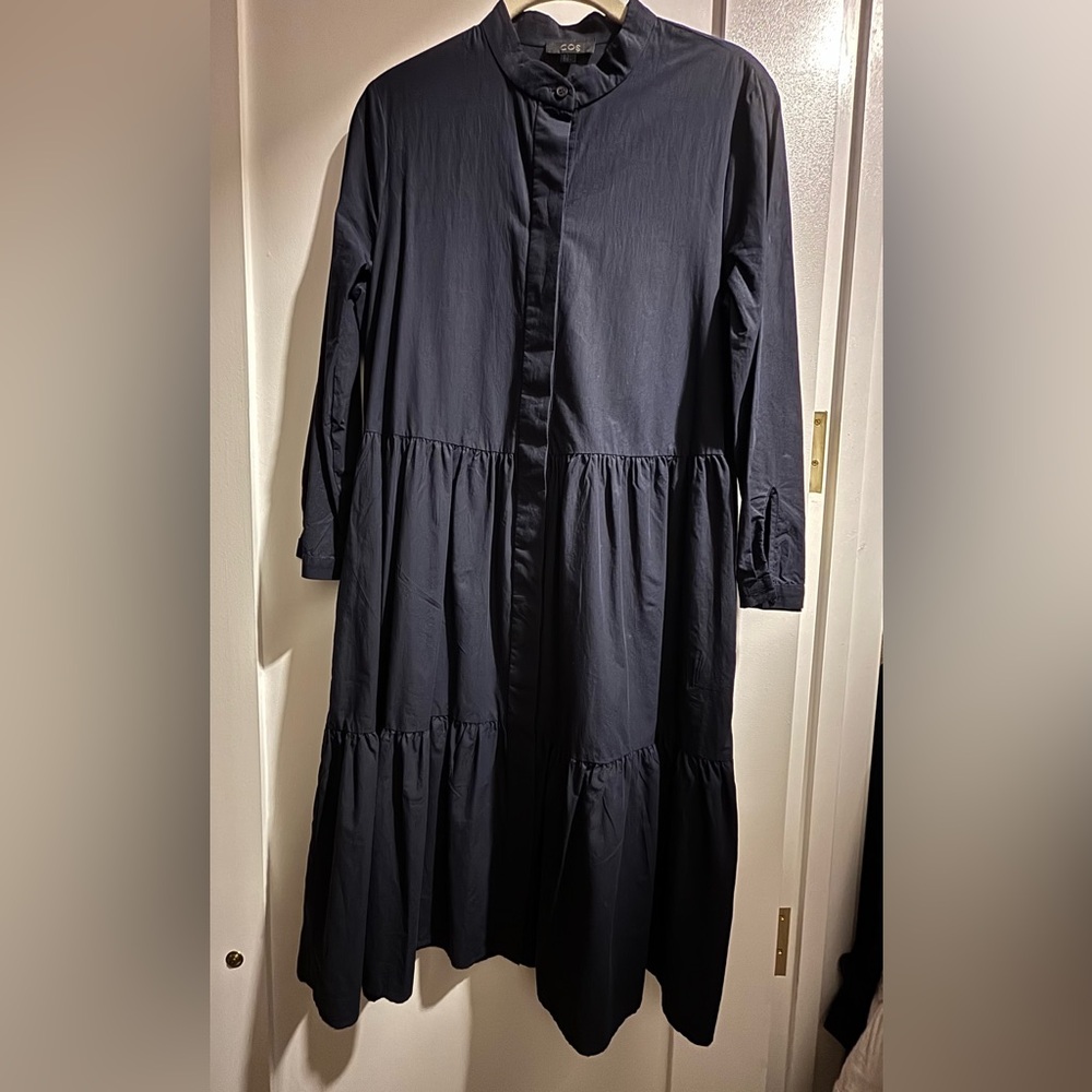 COS Navy tiered shirt dress size 6